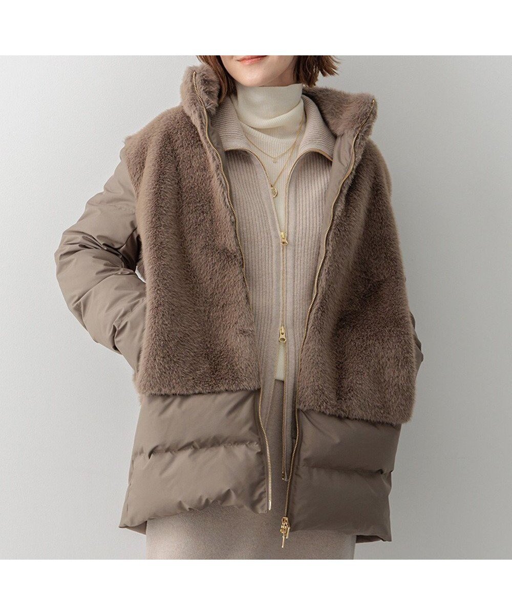 【23区/NIJYUSANKU】のECOPEL エコファーコンビ ダウンコート インテリア・キッズ・メンズ・レディースファッション・服の通販 founy(ファニー) ファッション Fashion レディースファッション Fashion for Women アウター Coat / Outerwear Collection コート・ロングコート・ピーコート Long Coats, Peacoats & More レディースジャケット・軽アウター Jackets ダウンジャケット・軽量ダウン Warm & Lightweight Down Jackets ジャケット Jacket, Outerwear ダウン Down, Puffer フランス France, French フロント Front, Front Design ベーシック Basic, Essential ミドル Middle Length, Mid Height ラグジュアリー Luxury, Elegant リュクス Luxury, Elegant, High-End, Chic A/W・秋冬 Autumn/Winter 冬 Winter / This Winter 2024年 2024 エレガント 上品 Elegant 2024-2025秋冬・A/W Autumn/Winter 2024–25 AW24–25 ブラウン系|ID: prp329100004701790 ipo3291000000033949519