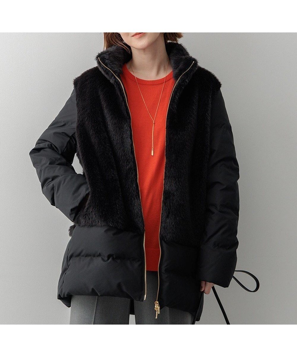 【23区/NIJYUSANKU】のECOPEL エコファーコンビ ダウンコート インテリア・キッズ・メンズ・レディースファッション・服の通販 founy(ファニー) ファッション Fashion レディースファッション Fashion for Women アウター Coat / Outerwear Collection コート・ロングコート・ピーコート Long Coats, Peacoats & More レディースジャケット・軽アウター Jackets ダウンジャケット・軽量ダウン Warm & Lightweight Down Jackets ジャケット Jacket, Outerwear ダウン Down, Puffer フランス France, French フロント Front, Front Design ベーシック Basic, Essential ミドル Middle Length, Mid Height ラグジュアリー Luxury, Elegant リュクス Luxury, Elegant, High-End, Chic A/W・秋冬 Autumn/Winter 冬 Winter / This Winter 2024年 2024 エレガント 上品 Elegant 2024-2025秋冬・A/W Autumn/Winter 2024–25 AW24–25 ブラック系|ID: prp329100004701790 ipo3291000000033949520
