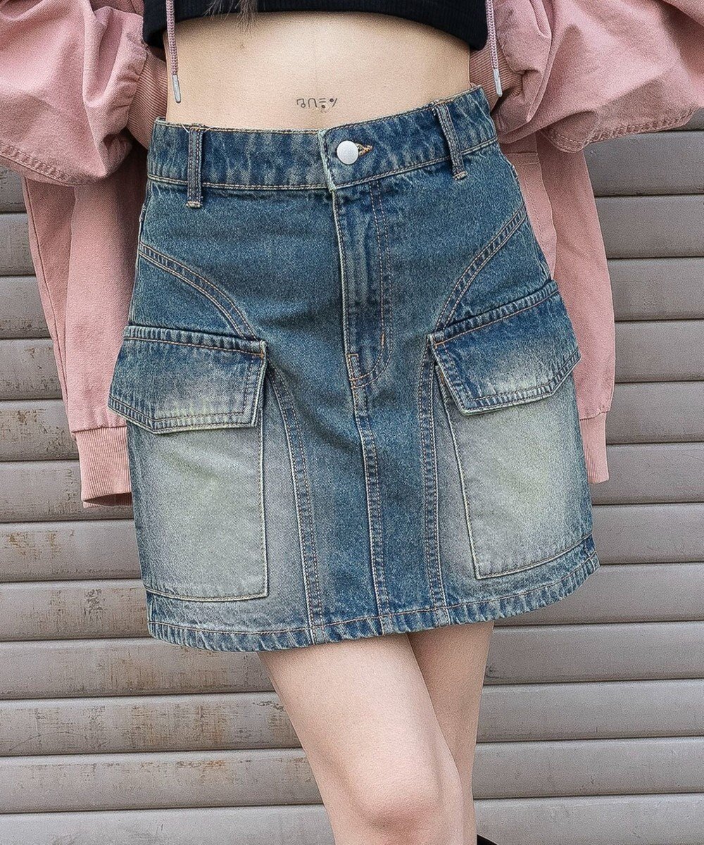 【ウィゴー/WEGO】のヴィンテージウォッシュカーゴミニスカート インテリア・キッズ・メンズ・レディースファッション・服の通販 founy(ファニー) 　ファッション　Fashion　レディースファッション　Fashion for Women　スカート　Skirts　ミニスカート　Mini Skirts　ウォッシュ　Washed Finish　厚底　Platform Shoes　クロップド　Cropped, Short Length　ジャケット　Jacket, Outerwear　スニーカー　Sneakers, Trainers　スマホ　Smartphone, Mobile Device　ダウン　Down, Puffer　トレンド　Trend, Trending Now　バランス　Balance, Style Balance　パーカー　Hoodie, Parka　ブルゾン　Blouson, Bomber Jacket　ミニスカート　Mini Skirt, Short Skirt　A/W・秋冬　Autumn/Winter　デニム中濃加工色|ID: prp329100004701857 ipo3291000000033950021