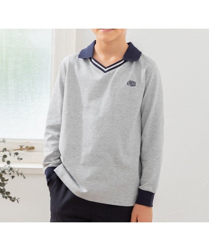 【ジェイ プレス/J.PRESS / KIDS】の【110-130cm】40/2天竺襟付き Vネック ポロシャツ インテリア・キッズ・メンズ・レディースファッション・服の通販 founy(ファニー) https://founy.com/ ファッション Fashion キッズファッション Fashion for Kids トップス・カットソー Cut & Sew Tops シンプル Simple, Minimal スポーティ Sporty, Casual Athletic スマホ Smartphone, Mobile Device デニム Denim, Jeans Material トレンド Trend, Trending Now 人気 Popular, Best Seller 長袖 Long Sleeve, Full Sleeve ポロシャツ Polo Shirt, Collared Tee ワンポイント One Point, Statement Accent A/W・秋冬 Autumn/Winter 冬 Winter / This Winter 2024年 2024 2024-2025秋冬・A/W Autumn/Winter 2024–25 AW24–25 |ID: prp329100004703617 ipo3291000000033965702