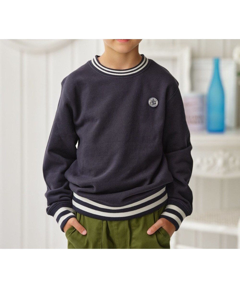 【ジェイ プレス/J.PRESS / KIDS】の【100-130cm】BICOLOR LINE COMBI トレーナー インテリア・キッズ・メンズ・レディースファッション・服の通販 founy(ファニー) 　ファッション　Fashion　キッズファッション　Fashion for Kids　トップス・カットソー　Cut & Sew Tops　シンプル　Simple, Minimal　スウェット / スエット　Sweatshirt, Sweatwear　スマホ　Smartphone, Mobile Device　トレンド　Trend, Trending Now　トレーナー　Sweatshirt, Trainer　人気　Popular, Best Seller　無地　Plain, Solid Color　A/W・秋冬　Autumn/Winter　ネイビー系|ID: prp329100004703620 ipo3291000000033965713