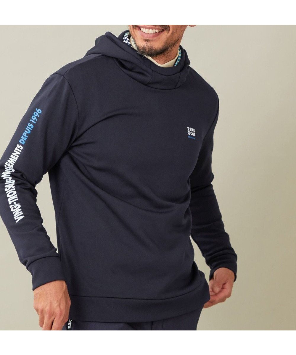 【23区 ゴルフ/23区GOLF / MEN】の【MEN】ストレッチ裏フリース フーディー インテリア・キッズ・メンズ・レディースファッション・服の通販 founy(ファニー) 　ファッション　Fashion　メンズファッション　Fashion for Men　トップス・カットソー　Cut & Sew Tops　スウェット / スエット　Sweatshirt, Sweatwear　ストレッチ　Stretch, Stretchy Fabric　スポーティ　Sporty, Casual Athletic　モックネック　Mock Neck, Short Turtleneck　冬　Winter / This Winter　定番　Standard, Basic Item　A/W・秋冬　Autumn/Winter　ネイビー系|ID: prp329100004703649 ipo3291000000033965820