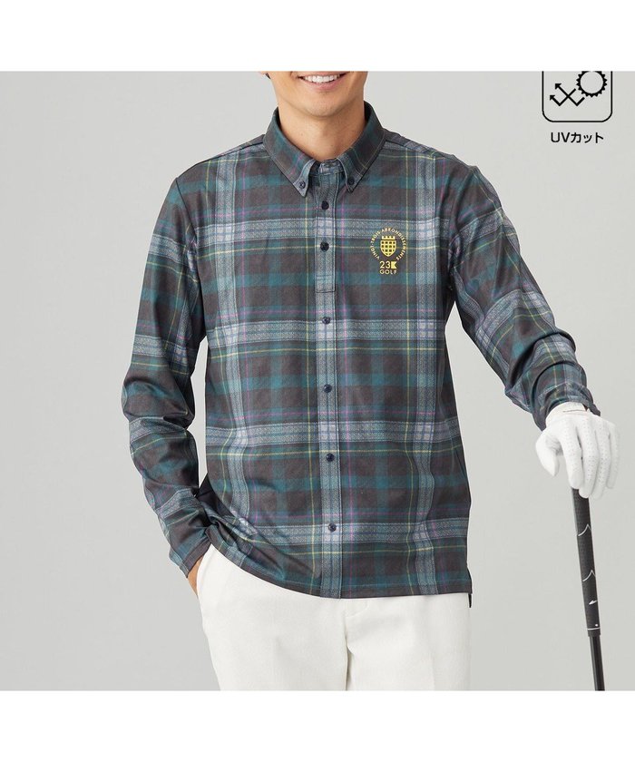 【23区 ゴルフ/23区GOLF / MEN】の【MEN】【吸水速乾/UVカット】タータンチェック柄長袖シャツ インテリア・キッズ・メンズ・レディースファッション・服の通販 founy(ファニー) https://founy.com/ ファッション Fashion メンズファッション Fashion for Men トップス・カットソー Cut & Sew Tops メンズシャツ Shirts ポロシャツ / きれいめカジュアルスタイル Polo Shirts シンプル Simple, Minimal ストレッチ Stretch, Stretchy Fabric チェック Check, Plaid, Tartan ボトム Bottoms, Lower Wear ポロシャツ Polo Shirt, Collared Tee 吸水 Absorbent, Quick-Dry 秋 Autumn A/W・秋冬 Autumn/Winter 長袖 Long Sleeve, Full Sleeve |ID: prp329100004703651 ipo3291000000033965826