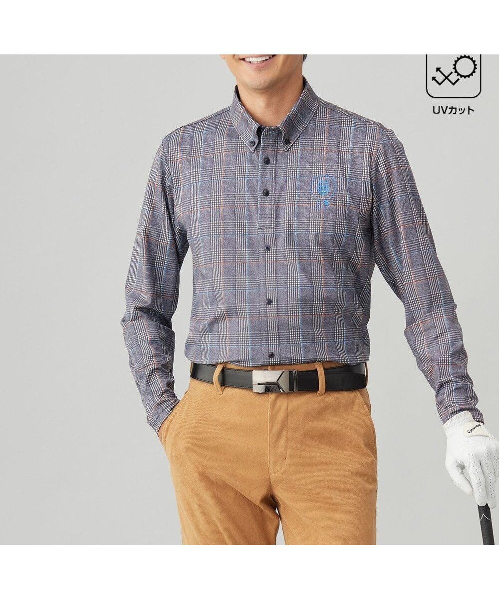 【23区 ゴルフ/23区GOLF / MEN】の【MEN】【吸水速乾/UVカット】タータンチェック柄長袖シャツ インテリア・キッズ・メンズ・レディースファッション・服の通販 founy(ファニー) 　ファッション　Fashion　メンズファッション　Fashion for Men　トップス・カットソー　Cut & Sew Tops　メンズシャツ　Shirts　ポロシャツ / きれいめカジュアルスタイル　Polo Shirts　シンプル　Simple, Minimal　ストレッチ　Stretch, Stretchy Fabric　チェック　Check, Plaid, Tartan　ボトム　Bottoms, Lower Wear　ポロシャツ　Polo Shirt, Collared Tee　吸水　Absorbent, Quick-Dry　秋　Autumn　A/W・秋冬　Autumn/Winter　長袖　Long Sleeve, Full Sleeve　ネイビー系3|ID: prp329100004703651 ipo3291000000033965828