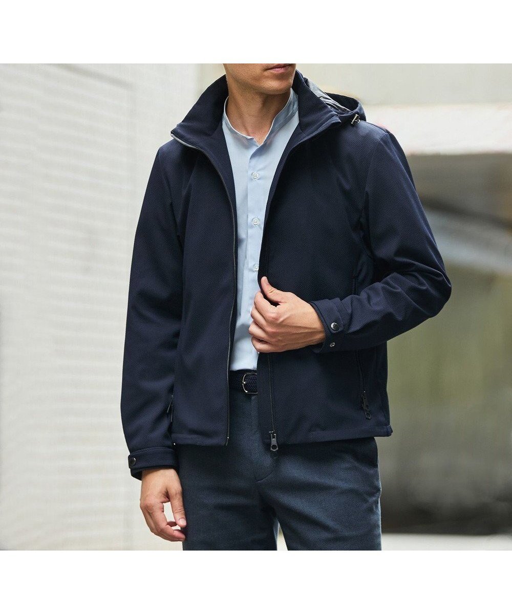 【五大陸/gotairiku / MEN】の【吸水速乾/シワになりにくい/洗える/ストレッチ】バブルテック フーデッドブルゾン インテリア・キッズ・メンズ・レディースファッション・服の通販 founy(ファニー) 　ファッション　Fashion　メンズファッション　Fashion for Men　アウター　Men's Coats Outerwear　ブルゾンジャケット / カジュアルアウター　Bomber Jackets & Blousons　ウォッシャブル　Machine Washable　ジャケット　Jacket, Outerwear　ストレッチ　Stretch, Stretchy Fabric　ブルゾン　Blouson, Bomber Jacket　吸水　Absorbent, Quick-Dry　洗える　Machine Washable　A/W・秋冬　Autumn/Winter　軽量　Lightweight, Ultra Light　ネイビー系|ID: prp329100004703666 ipo3291000000033965896
