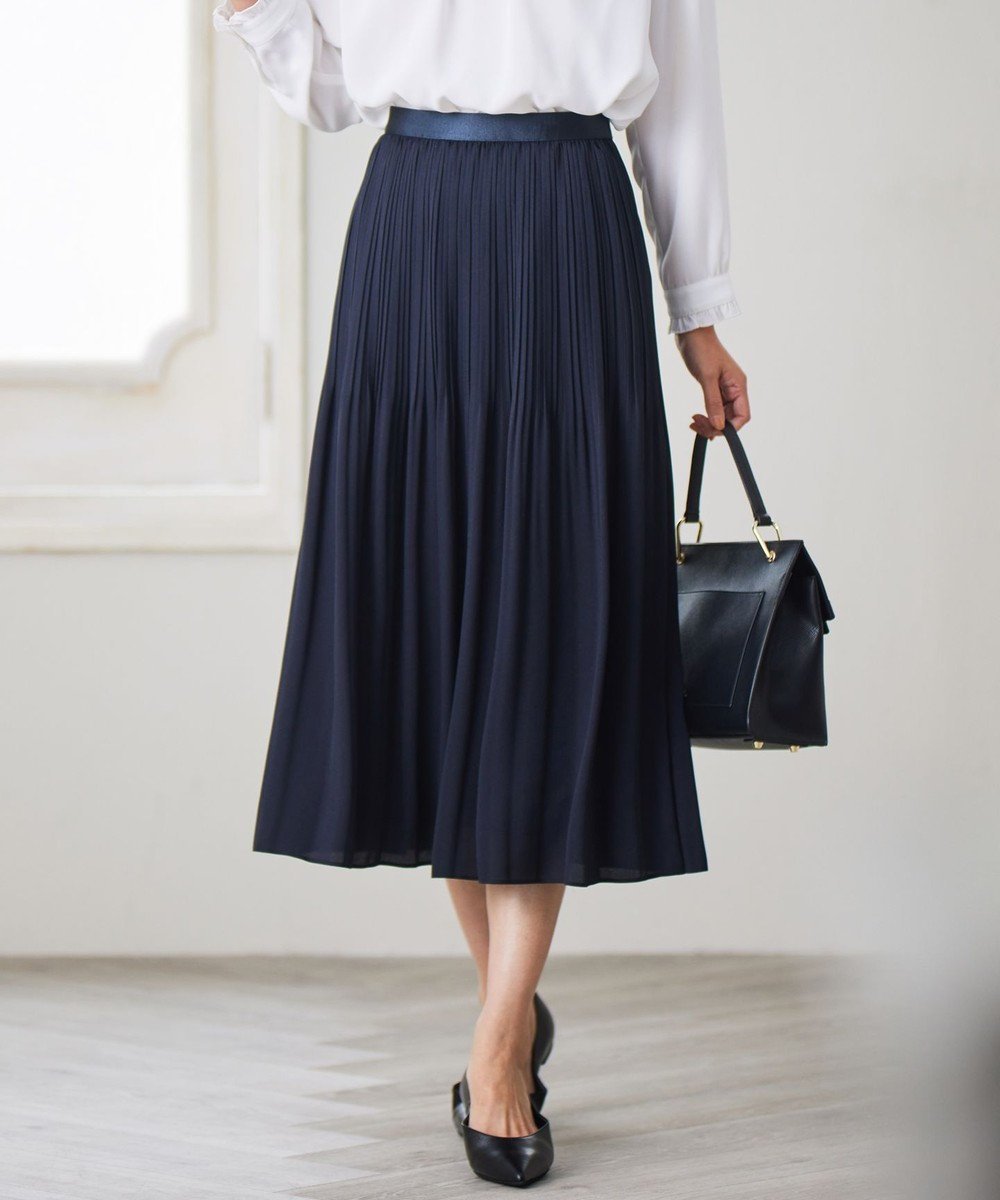 【23区/NIJYUSANKU】の【洗える】クリスタルアムンゼン スカート インテリア・キッズ・メンズ・レディースファッション・服の通販 founy(ファニー) 　ファッション　Fashion　レディースファッション　Fashion for Women　スカート　Skirts　セレモニー　Ceremony　ドレープ　Drape, Draping Fabric　フォーマル　Formal, Dressy　フレア　Flare, Flared　プリーツ　Pleats, Pleated　エレガント 上品　Elegant　人気　Popular, Best Seller　夏　Summer　春　Spring　S/S・春夏　SS, Spring/Summer, Warm Season　洗える　Machine Washable　ネイビー系|ID: prp329100004703703 ipo3291000000036255683