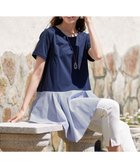 【ティアクラッセ/Tiaclasse】の【洗える】イレギュラーヘムチュニックブラウス ネイビー×ブルーストライプ|ID: prp329100004703716 ipo3291000000034696260