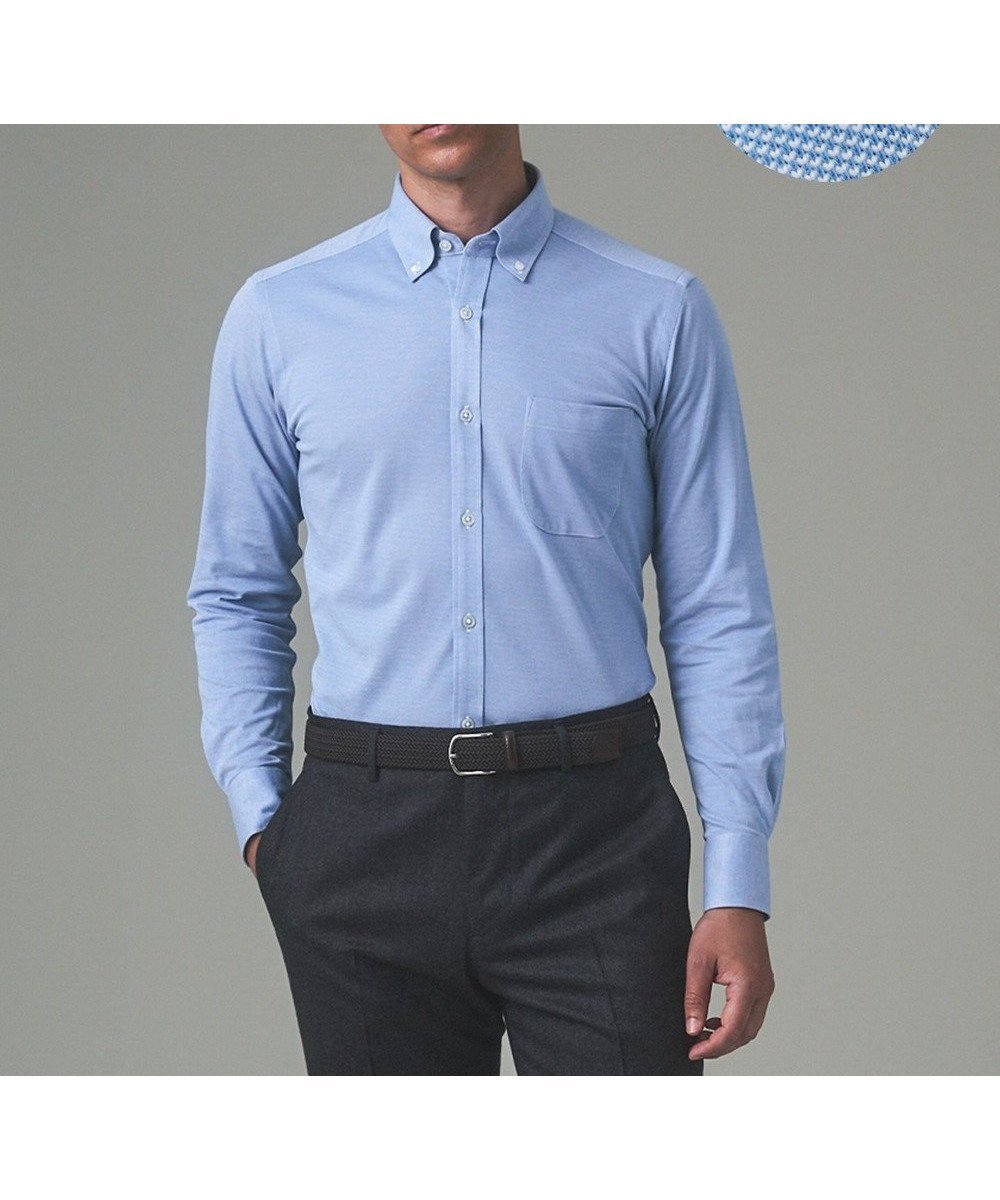 【五大陸/gotairiku / MEN】の胸ポケット付にアップデート【吸水速乾/ストレッチ】クールマックス鹿の子 ビズシャツ_ボタンダウン インテリア・キッズ・メンズ・レディースファッション・服の通販 founy(ファニー) 　ファッション　Fashion　メンズファッション　Fashion for Men　トップス・カットソー　Cut & Sew Tops　メンズシャツ　Shirts　インナー　Innerwear　ストレッチ　Stretch, Stretchy Fabric　ダウン　Down, Puffer　ドレス　Dress, One-Piece　ビジネス 仕事 通勤　Business / Work / Commuting　ポケット　Pocket, Pocket Detail　レギュラー　Regular, Standard Fit　吸水　Absorbent, Quick-Dry　A/W・秋冬　Autumn/Winter　鹿の子　Piqué, Kanoko Fabric　サックスブルー系|ID: prp329100004704602 ipo3291000000035767090