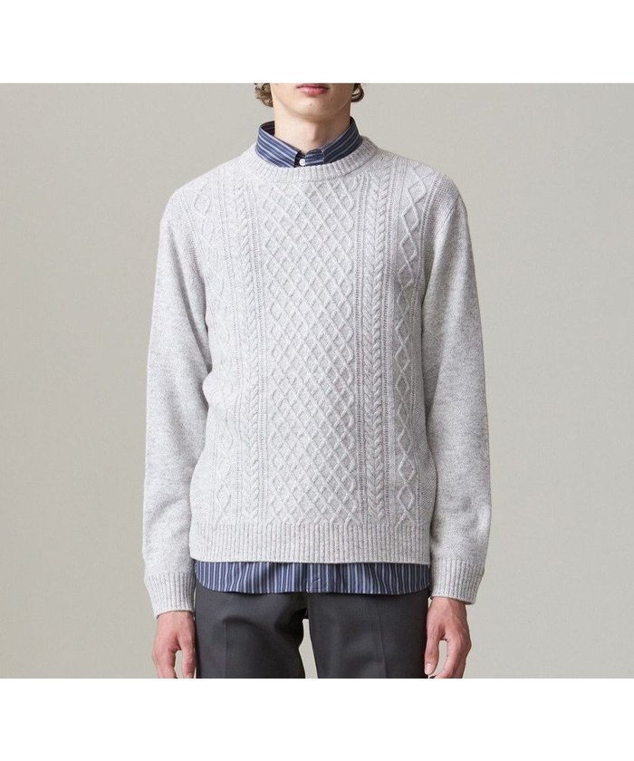【ジェイ プレス/J.PRESS / MEN】の【Cash Lamb s wool】ケーブルニット / クルー インテリア・キッズ・メンズ・レディースファッション・服の通販 founy(ファニー) https://founy.com/ ファッション Fashion メンズファッション Fashion for Men トップス・カットソー Cut & Sew Tops ニット・セーター / 定番トップス Knit Tops & Sweaters シンプル Simple, Minimal セーター Sweater, Knitwear 定番 Standard, Basic Item フィット Fit, Slim Fit メランジ Melange, Mixed Yarn モダン Modern, Contemporary A/W・秋冬 Autumn/Winter エレガント 上品 Elegant |ID: prp329100004704612 ipo3291000000033973794