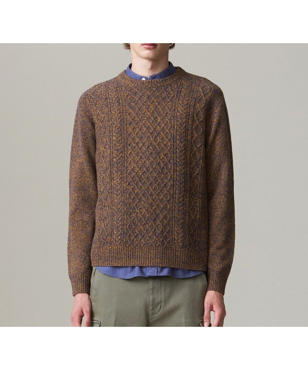 【ジェイ プレス/J.PRESS / MEN】の【Cash Lamb s wool】ケーブルニット / クルー インテリア・キッズ・メンズ・レディースファッション・服の通販 founy(ファニー) 　ファッション　Fashion　メンズファッション　Fashion for Men　トップス・カットソー　Cut & Sew Tops　ニット・セーター / 定番トップス　Knit Tops & Sweaters　シンプル　Simple, Minimal　セーター　Sweater, Knitwear　定番　Standard, Basic Item　フィット　Fit, Slim Fit　メランジ　Melange, Mixed Yarn　モダン　Modern, Contemporary　A/W・秋冬　Autumn/Winter　エレガント 上品　Elegant　イエロー系|ID: prp329100004704612 ipo3291000000033973797