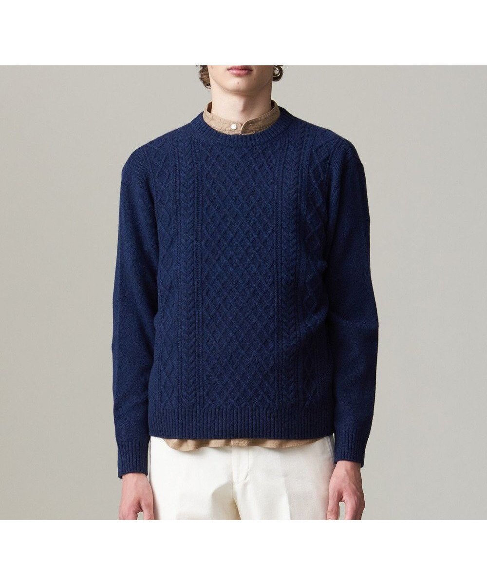 【ジェイ プレス/J.PRESS / MEN】の【Cash Lamb s wool】ケーブルニット / クルー インテリア・キッズ・メンズ・レディースファッション・服の通販 founy(ファニー) 　ファッション　Fashion　メンズファッション　Fashion for Men　トップス・カットソー　Cut & Sew Tops　ニット・セーター / 定番トップス　Knit Tops & Sweaters　シンプル　Simple, Minimal　セーター　Sweater, Knitwear　定番　Standard, Basic Item　フィット　Fit, Slim Fit　メランジ　Melange, Mixed Yarn　モダン　Modern, Contemporary　A/W・秋冬　Autumn/Winter　エレガント 上品　Elegant　ネイビー系|ID: prp329100004704612 ipo3291000000033973799