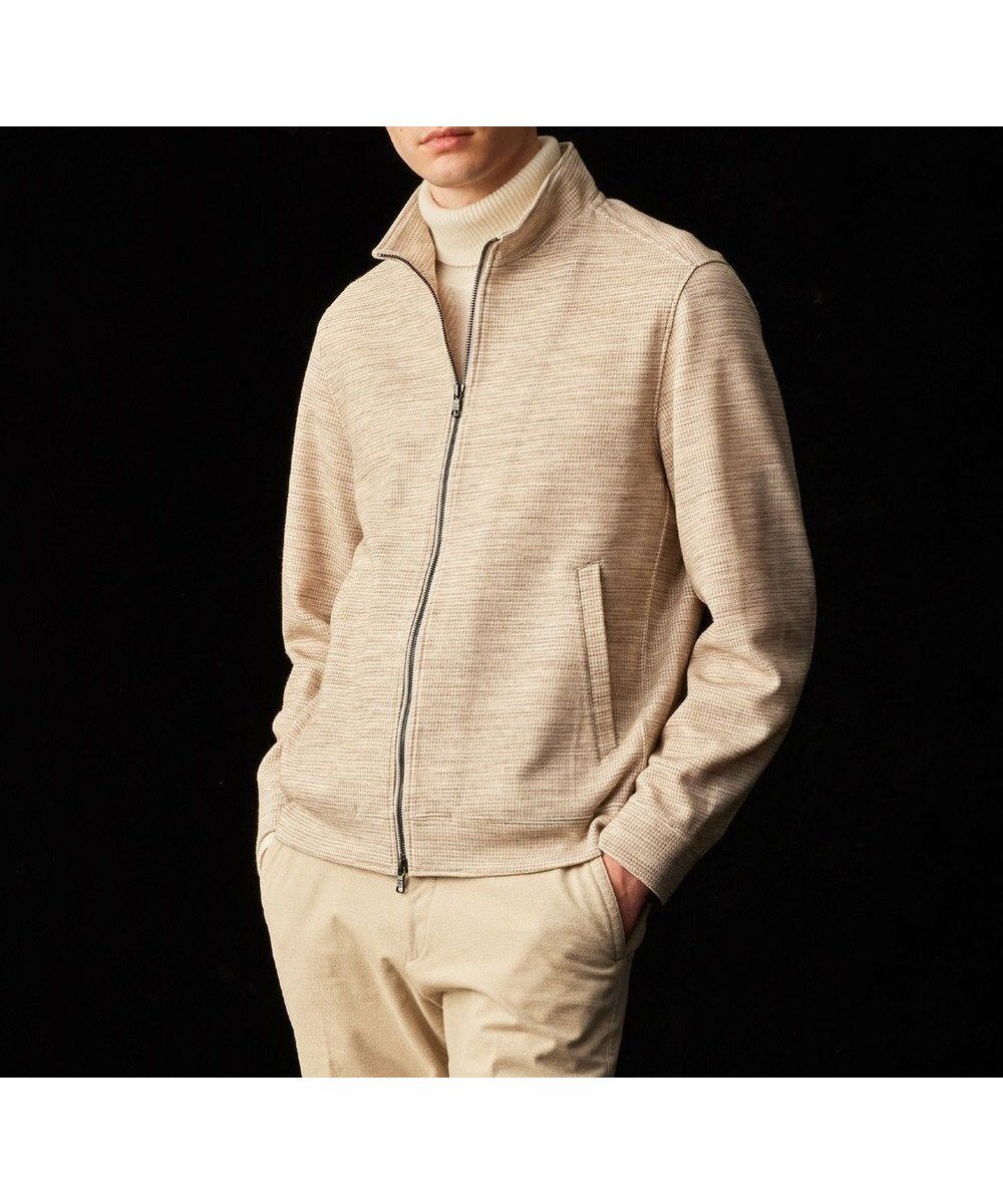 【ジョセフ アブード/JOSEPH ABBOUD / MEN】の【ストレッチ/ソフト/洗える/JAPANファブリック】ウールブロックピケ スタンドジップ アウター インテリア・キッズ・メンズ・レディースファッション・服の通販 founy(ファニー) 　ファッション　Fashion　メンズファッション　Fashion for Men　アウター　Men's Coats Outerwear　トップス・カットソー　Cut & Sew Tops　カーディガン / 羽織り　Cardigans　ウォッシャブル　Machine Washable　洗える　Machine Washable　カーディガン　Cardigan, Knitwear　軽量　Lightweight, Ultra Light　ストレッチ　Stretch, Stretchy Fabric　ファブリック　Fabric, Textile　A/W・秋冬　Autumn/Winter　ベージュ系|ID: prp329100004704616 ipo3291000000033973815