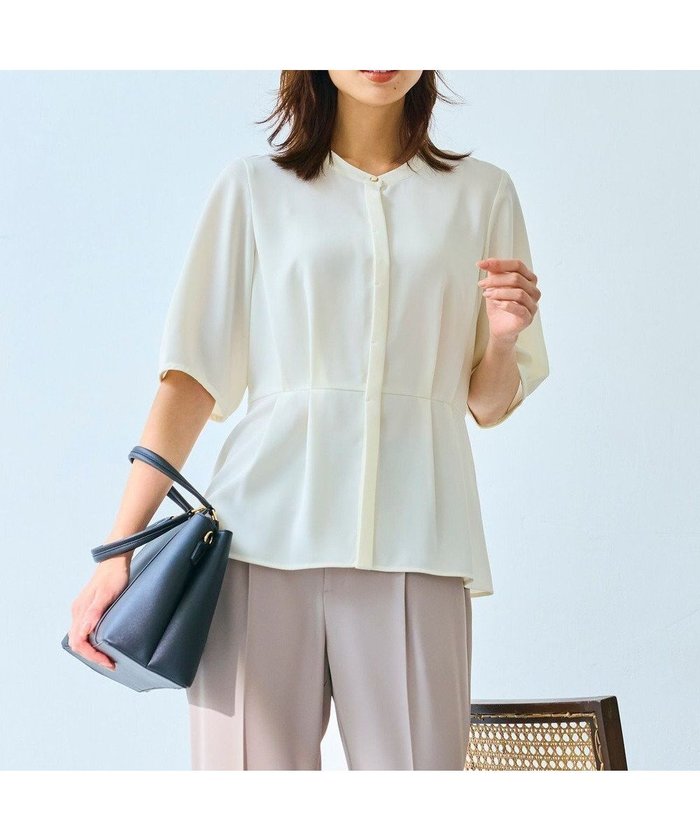 【エニィ スィス/any SiS】の【接触冷感・UVカット・速乾】コンフォートビューティサテン ブラウス インテリア・キッズ・メンズ・レディースファッション・服の通販 founy(ファニー) https://founy.com/ ファッション Fashion レディースファッション Fashion for Women トップス・カットソー Cut & Sew Tops シャツ・ブラウス・オフィスカジュアル Elegant Blouses & Button-Ups おすすめ Recommended / Our Picks ペプラム Peplum, Flared Hem エレガント 上品 Elegant 夏 Summer A/W・秋冬 Autumn/Winter |ID: prp329100004704678 ipo3291000000034308498