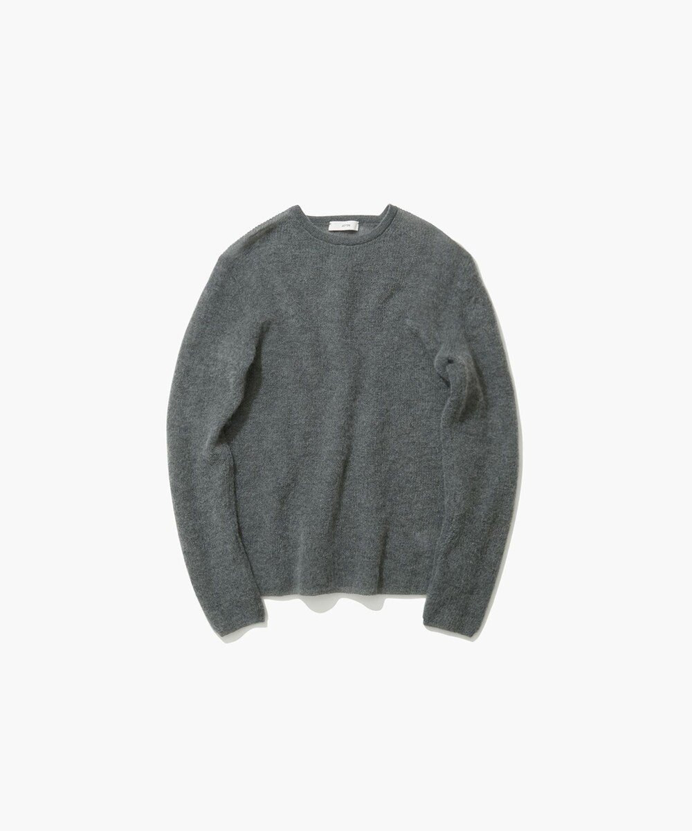 【エイトン/ATON】のSUPER KID MOHAIR クルーネックセーター インテリア・キッズ・メンズ・レディースファッション・服の通販 founy(ファニー) 　ファッション　Fashion　レディースファッション　Fashion for Women　トップス・カットソー　Cut & Sew Tops　ニット　Knit Tops & Sweaters　カーディガン　Cardigan, Knitwear　シアー　Sheer, See-Through　セーター　Sweater, Knitwear　畦　Ribbed Knit　A/W・秋冬　Autumn/Winter　CHRACOAL GRAY|ID: prp329100004704685 ipo3291000000033974078