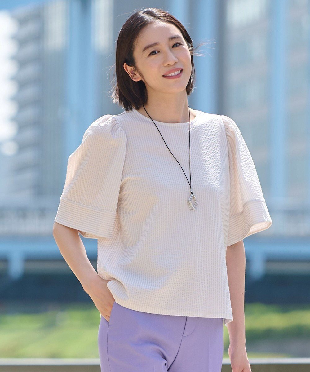 【自由区/JIYU-KU】の【WEB限定・洗える・XSサイズあり】シャドウサッカー カットソー 人気、トレンドファッション・服の通販 founy(ファニー) 　ファッション　Fashion　レディースファッション　Fashion for Women　トップス・カットソー　Cut & Sew Tops　シャツ・ブラウス・オフィスカジュアル　Elegant Blouses & Button-Ups　ロングTシャツ・Tシャツ　Longline T-Shirts & Tees　カットソー・ベーシックTシャツ　Cut-and-Sewn Tops / Stretch Tees & Basics　カットソー　Cut and Sewn Top　コンパクト　Compact, Small Size　ストライプ　Stripe, Striped Pattern　ボックス　Boxy, Box Shape　ボトム　Bottoms, Lower Wear　夏　Summer　春　Spring　S/S・春夏　SS, Spring/Summer, Warm Season　洗える　Machine Washable　 other-1|ID: prp329100004704729 ipo3291000000033974330