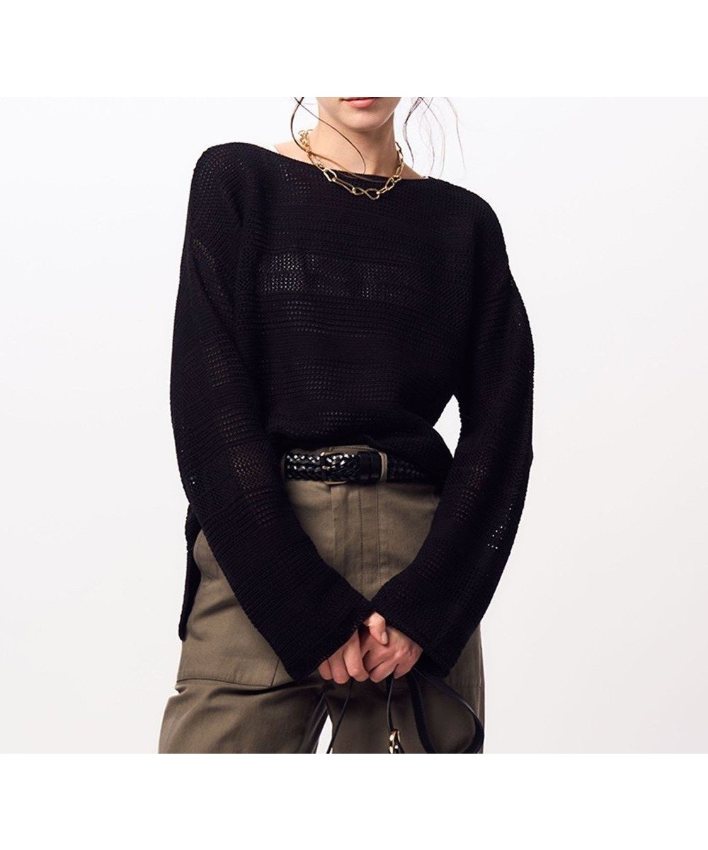 【23区/NIJYUSANKU】の【洗える】レーシーコットンコード ニット インテリア・キッズ・メンズ・レディースファッション・服の通販 founy(ファニー) 　ファッション　Fashion　レディースファッション　Fashion for Women　トップス・カットソー　Cut & Sew Tops　ニット　Knit Tops & Sweaters　2024年　2024　2024春夏・S/S　Spring/Summer 2024 SS24　シアー　Sheer, See-Through　シルク　Silk, 100% Silk　シルケット　Silket, Silky Cotton　セーター　Sweater, Knitwear　ドレープ　Drape, Draping Fabric　パターン　Pattern, Design Print　エレガント 上品　Elegant　夏　Summer　春　Spring　S/S・春夏　SS, Spring/Summer, Warm Season　洗える　Machine Washable　ブラック系|ID: prp329100004704732 ipo3291000000033974345