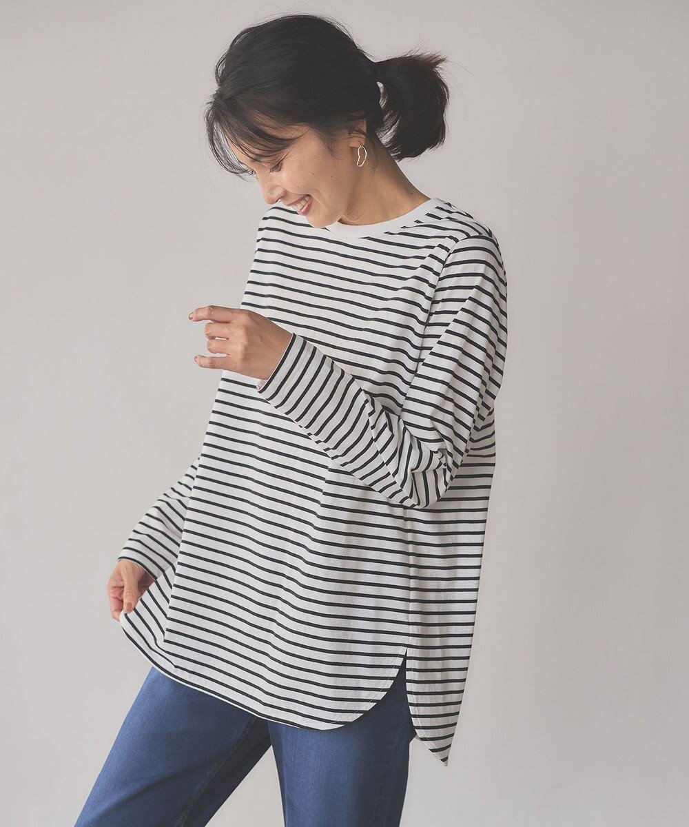 【エニー/ANY】のロングスリーブ テールTシャツ インテリア・キッズ・メンズ・レディースファッション・服の通販 founy(ファニー) ファッション Fashion レディースファッション Fashion for Women トップス・カットソー Cut & Sew Tops シャツ・ブラウス・オフィスカジュアル Elegant Blouses & Button-Ups ロングTシャツ・Tシャツ Longline T-Shirts & Tees カットソー・ベーシックTシャツ Cut-and-Sewn Tops / Stretch Tees & Basics おすすめ Recommended / Our Picks カットソー Cut and Sewn Top シンプル Simple, Minimal スリット Slit, Slit Detail スリーブ Sleeve, Long Sleeve / Short Sleeve パーカー Hoodie, Parka ボーダー Border, Stripe ラウンド Round, Round Neck ロング Long, Long-Length 無地 Plain, Solid Color A/W・秋冬 Autumn/Winter ボーダー|ID: prp329100004704745 ipo3291000000034826518