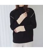 【ティアクラッセ/Tiaclasse】の配色スリーブリブニットトップス ブラック|ID: prp329100004704760 ipo3291000000034605525