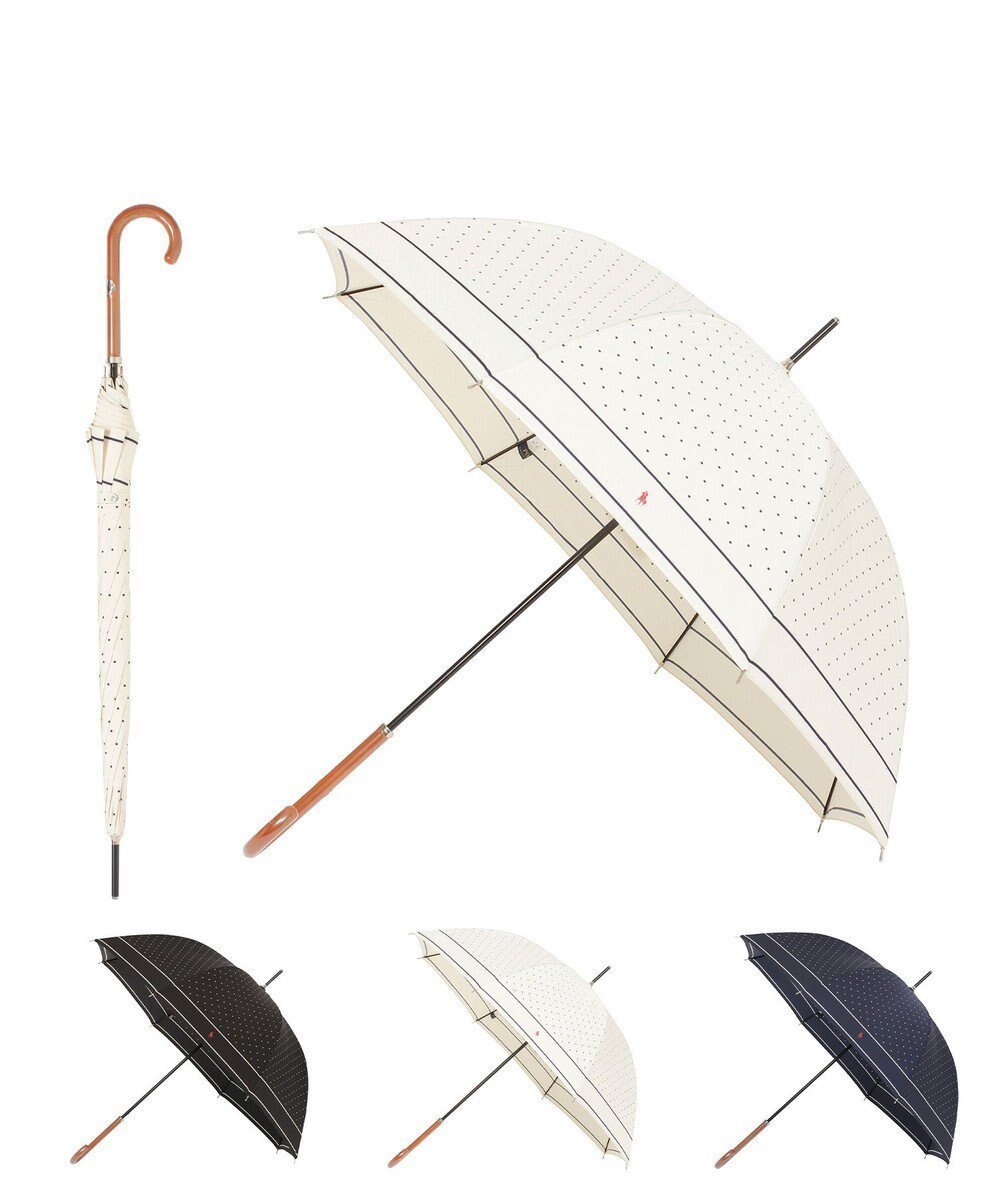 【ムーンバット/MOONBAT】のPOLO RALPH LAUREN(ポロ ラルフローレン)ドット ポロポニー 雨傘 長傘 ジャンプ傘 インテリア・キッズ・メンズ・レディースファッション・服の通販 founy(ファニー) ファッション Fashion レディースファッション Fashion for Women レイングッズ・傘・晴雨兼用傘 Umbrellas & Rain Gear アイビー Ivy Pattern ウッド Wooden Design エレガント 上品 Elegant ドット Polka Dot, Dot Pattern ニューヨーク New York, NYC Style 傘 Umbrella, Parasol オフホワイト|ID: prp329100004704807 ipo3291000000033974724