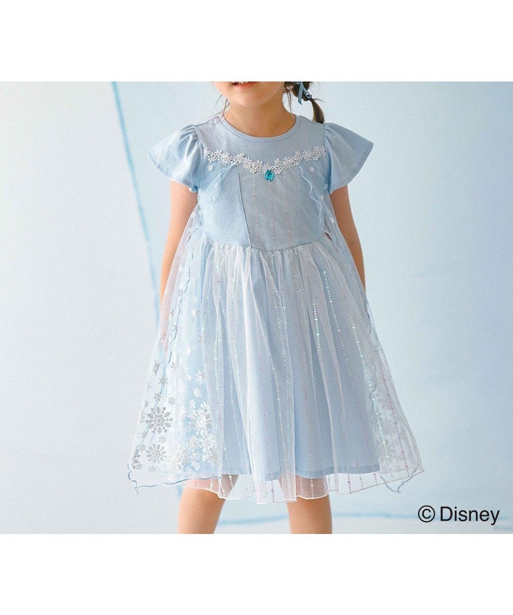 【エニィ/ANY / KIDS】の【ディズニープリンセス/フローズン】ドレス風 ワンピース インテリア・キッズ・メンズ・レディースファッション・服の通販 founy(ファニー) 　ファッション　Fashion　キッズファッション　Fashion for Kids　ワンピース　Dresses　キャラクター　Character, Licensed Characters　チュール　Tulip, Tulip Motif　ドレス　Dress, One-Piece　プリント　Print, Printed Pattern　モチーフ　Motif, Design Theme　夏　Summer　春　Spring　S/S・春夏　SS, Spring/Summer, Warm Season　サックスブルー|ID: prp329100004705761 ipo3291000000033985097