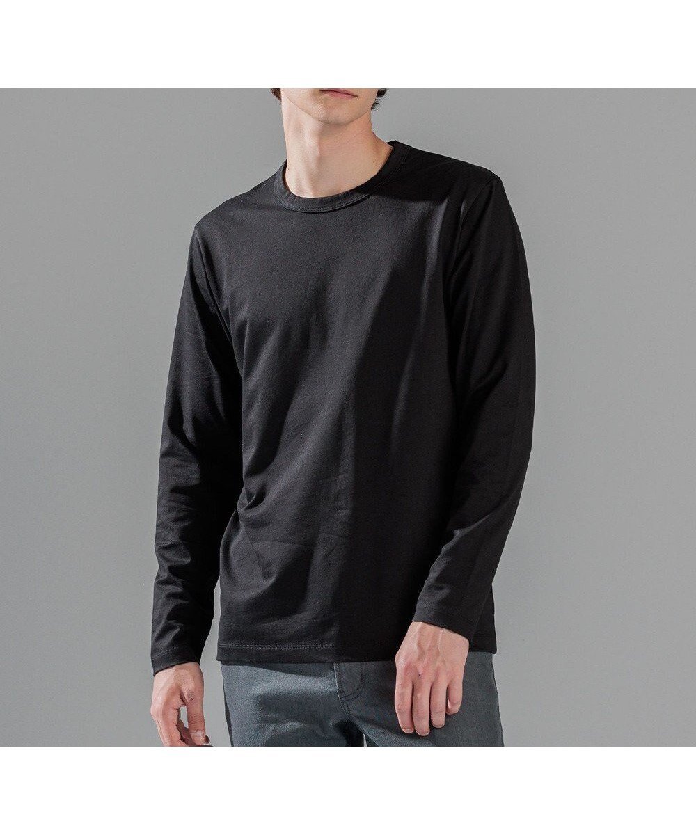 【ジョゼフ オム/JOSEPH HOMME / MEN】のスビンソフトジャージー クルーネック長袖Tシャツ インテリア・キッズ・メンズ・レディースファッション・服の通販 founy(ファニー) 　ファッション　Fashion　メンズファッション　Fashion for Men　トップス・カットソー　Cut & Sew Tops　メンズシャツ　Shirts　インド　Indian Textile　カットソー　Cut and Sewn Top　ピーチ　Peach, Soft Touch　ベーシック　Basic, Essential　エレガント 上品　Elegant　夏　Summer　S/S・春夏　SS, Spring/Summer, Warm Season　A/W・秋冬　Autumn/Winter　長袖　Long Sleeve, Full Sleeve　ブラック系|ID: prp329100004705815 ipo3291000000033985302