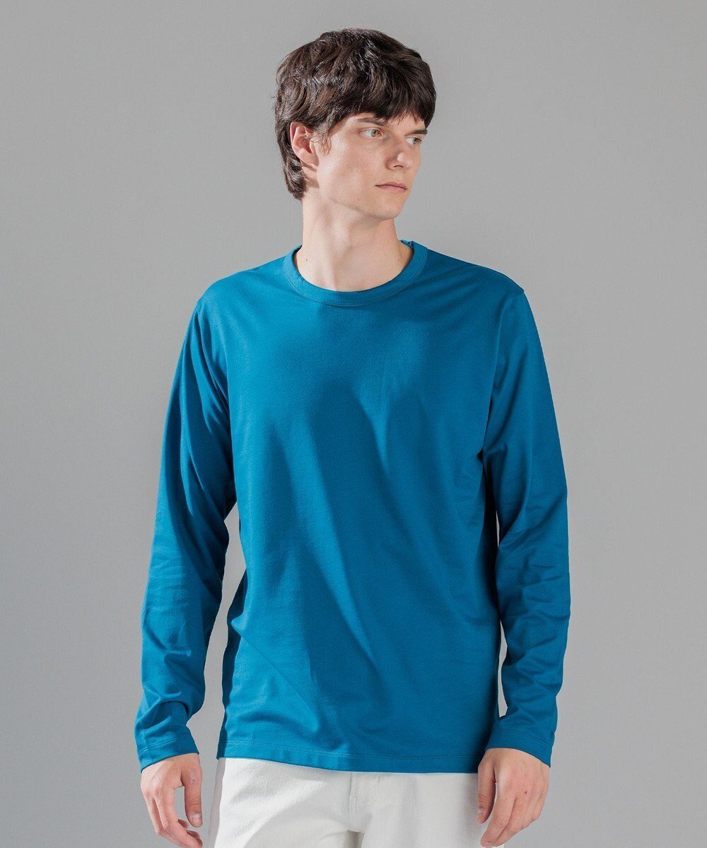 【ジョゼフ オム/JOSEPH HOMME / MEN】のスビンソフトジャージー クルーネック長袖Tシャツ インテリア・キッズ・メンズ・レディースファッション・服の通販 founy(ファニー) 　ファッション　Fashion　メンズファッション　Fashion for Men　トップス・カットソー　Cut & Sew Tops　メンズシャツ　Shirts　インド　Indian Textile　カットソー　Cut and Sewn Top　ピーチ　Peach, Soft Touch　ベーシック　Basic, Essential　エレガント 上品　Elegant　夏　Summer　S/S・春夏　SS, Spring/Summer, Warm Season　A/W・秋冬　Autumn/Winter　長袖　Long Sleeve, Full Sleeve　ダルブルー系|ID: prp329100004705815 ipo3291000000033985303