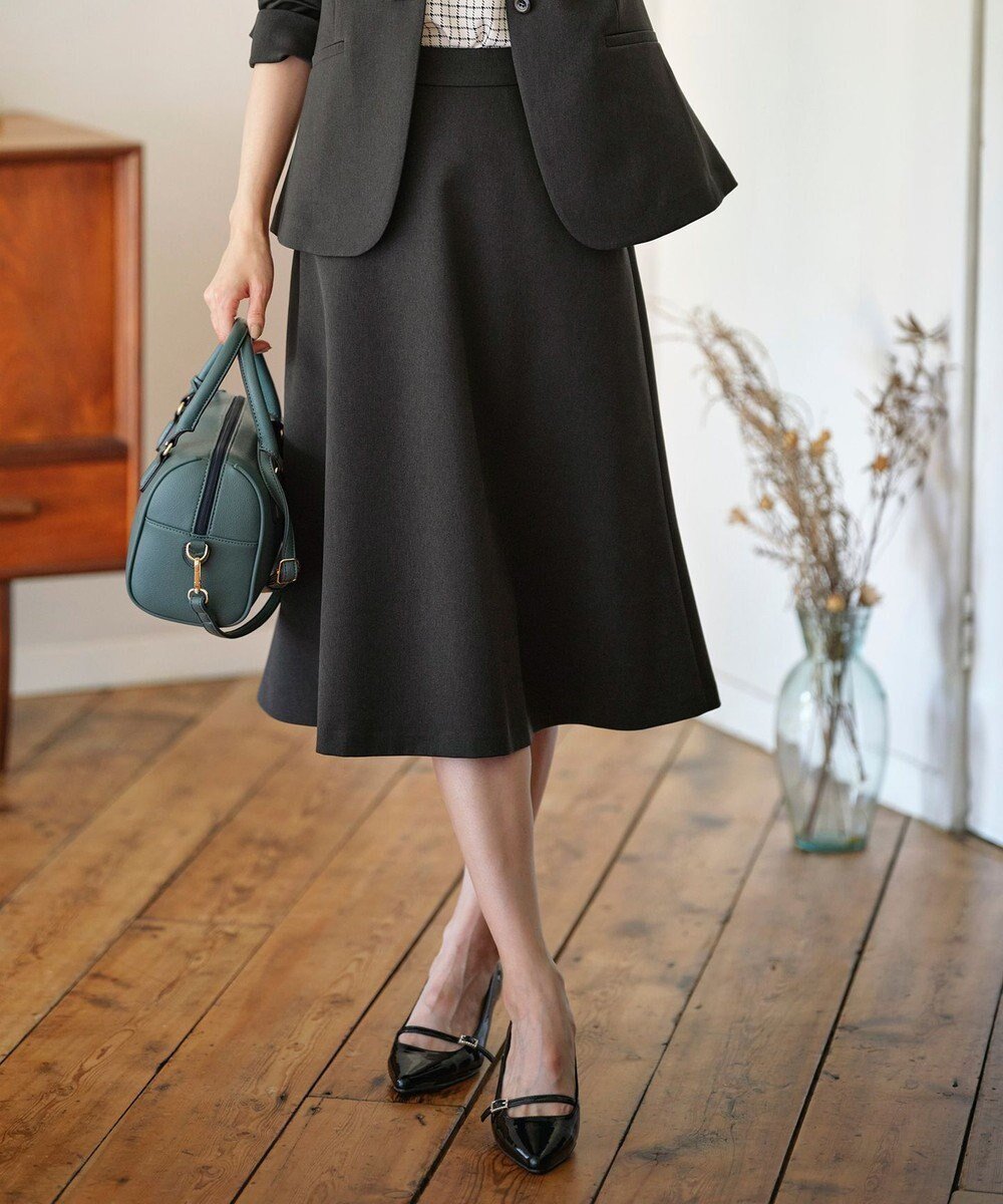 【エニィ スィス/any SiS】の【セットアップ対応】ビューティーツイルストレッチ フレアスカート インテリア・キッズ・メンズ・レディースファッション・服の通販 founy(ファニー) 　ファッション　Fashion　レディースファッション　Fashion for Women　セットアップ　Matching Sets　スカート・ミニ/ミディ/マキシ　Skirts / Mini, Midi & Maxi Skirts　スカート　Skirts　Aライン・フレアスカート　A-Line & Flared Skirts　おすすめ　Recommended / Our Picks　シンプル　Simple, Minimal　ジャケット　Jacket, Outerwear　ストレッチ　Stretch, Stretchy Fabric　セットアップ　Set-Up, Coordinated Outfit　パウダー　Powder, Soft Tone　フレア　Flare, Flared　エレガント 上品　Elegant　A/W・秋冬　Autumn/Winter　ビジネス 仕事 通勤　Business / Work / Commuting　チャコール|ID: prp329100004705838 ipo3291000000036293553