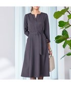【ティアクラッセ/Tiaclasse】の【洗える】ベルト付キーネックポケットワンピース チャコール|ID: prp329100004705858 ipo3291000000033985462