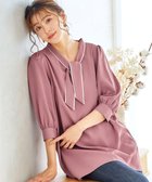 【ティアクラッセ/Tiaclasse】の【洗える】配色ボウタイパフ袖チュニックブラウス ピンク|ID: prp329100004705867 ipo3291000000034696170