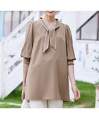【ティアクラッセ/Tiaclasse】の【洗える】配色ボウタイパフ袖チュニックブラウス ベージュ|ID: prp329100004705867 ipo3291000000034696172