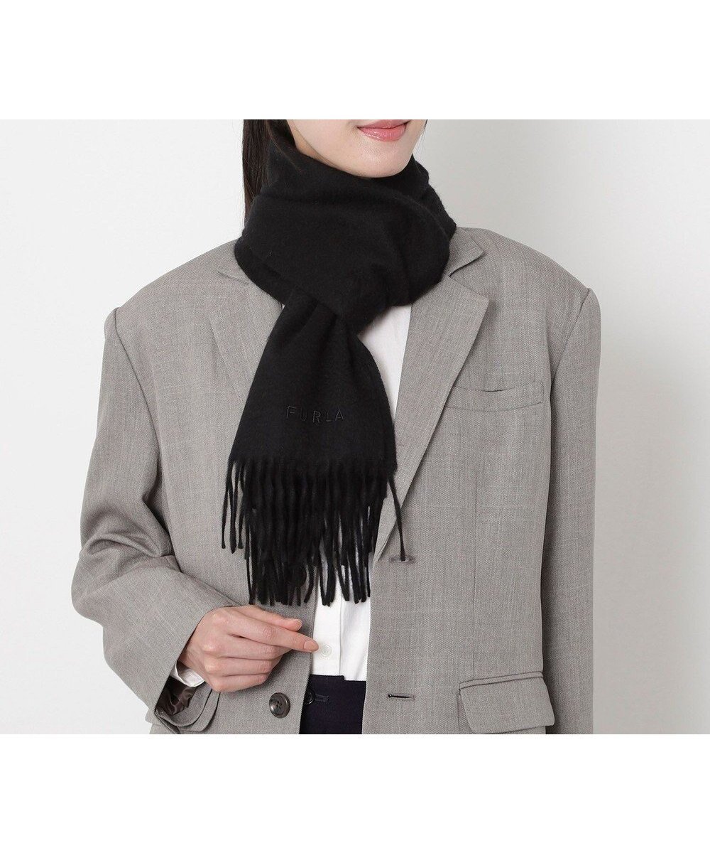 【ムーンバット/MOONBAT】のFURLA(フルラ)カシミヤ100% 無地 マフラー ロゴ刺繍 手洗いOK/幅30cm インテリア・キッズ・メンズ・レディースファッション・服の通販 founy(ファニー) 　ファッション　Fashion　レディースファッション　Fashion for Women　マフラー・スヌード / 冬小物の定番　Scarves & Mufflers　イタリア　Italy　エレガント 上品　Elegant　洗える　Machine Washable　コレクション　Collection, Seasonal Line　スヌード　Snood, Infinity Scarf　定番　Standard, Basic Item　なめらか　Smooth, Silky Texture　パターン　Pattern, Design Print　マフラー　Scarf, Muffler　無地　Plain, Solid Color　A/W・秋冬　Autumn/Winter　ブラック|ID: prp329100004705871 ipo3291000000035557026