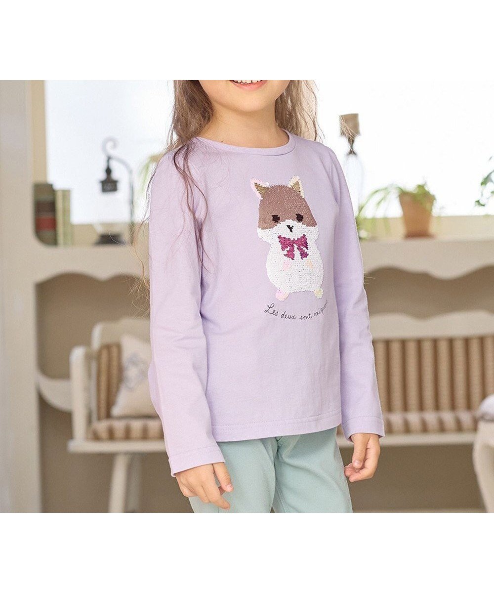 【エニィ/ANY / KIDS】のミラクルスパンコール 長袖 Tシャツ インテリア・キッズ・メンズ・レディースファッション・服の通販 founy(ファニー) ファッション Fashion キッズファッション Fashion for Kids トップス・カットソー Cut & Sew Tops カットソー Cut and Sewn Top スパンコール Sequins, Sequin Embellishment パターン Pattern, Design Print ポケット Pocket, Pocket Detail モチーフ Motif, Design Theme 人気 Popular, Best Seller 夏 Summer 定番 Standard, Basic Item 春 Spring S/S・春夏 SS, Spring/Summer, Warm Season 洗える Machine Washable 長袖 Long Sleeve, Full Sleeve ラベンダー×ハムスター|ID: prp329100004706838 ipo3291000000034397951