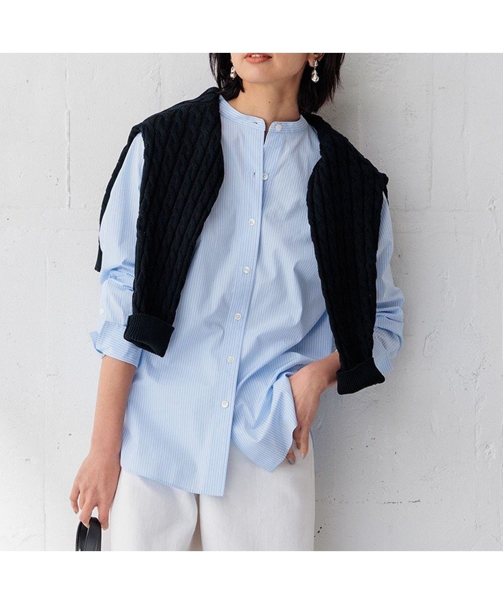 【23区/NIJYUSANKU】の【Oggi4月号掲載/洗える】CANCLINI バンドカラー シャツ インテリア・キッズ・メンズ・レディースファッション・服の通販 founy(ファニー) 雑誌掲載アイテム Magazine Picks & Fashion Features ファッション雑誌 Fashion Magazines オッジ Oggi ファッション Fashion レディースファッション Fashion for Women トップス・カットソー Cut & Sew Tops シャツ・ブラウス・オフィスカジュアル Elegant Blouses & Button-Ups イタリア Italy インナー Innerwear 春 Spring 洗える Machine Washable クラシック Classic, Timeless Style クロップド Cropped, Short Length 4月号 April Issue シンプル Simple, Minimal スキッパー Skipper, Open Collar ストライプ Stripe, Striped Pattern スリーブ Sleeve, Long Sleeve / Short Sleeve 雑誌 Magazine, Fashion Magazine ダブル Double, Double-Breasted デニム Denim, Jeans Material 定番 Standard, Basic Item バランス Balance, Style Balance ベーシック Basic, Essential ミラノ Milano Style, Italian-Inspired 無地 Plain, Solid Color ラベンダー Lavender S/S・春夏 SS, Spring/Summer, Warm Season 夏 Summer 2024年 2024 サックスブルーストライプ|ID: prp329100004706945 ipo3291000000034377556