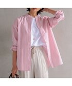 【23区/NIJYUSANKU】の【Oggi4月号掲載/洗える】CANCLINI バンドカラー シャツ ピンクストライプ|ID: prp329100004706945 ipo3291000000034377559