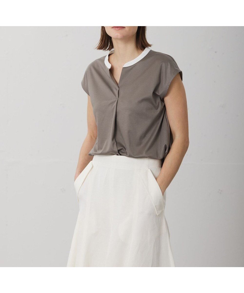 【ベイジ,/BEIGE,】の【WEB限定】AUBIN / バイカラートップス インテリア・キッズ・メンズ・レディースファッション・服の通販 founy(ファニー) 　ファッション　Fashion　レディースファッション　Fashion for Women　トップス・カットソー　Cut & Sew Tops　シャツ・ブラウス・オフィスカジュアル　Elegant Blouses & Button-Ups　ロングTシャツ・Tシャツ　Longline T-Shirts & Tees　カットソー・ベーシックTシャツ　Cut-and-Sewn Tops / Stretch Tees & Basics　カットソー　Cut and Sewn Top　夏　Summer　春　Spring　S/S・春夏　SS, Spring/Summer, Warm Season　Mocha × White|ID: prp329100004706968 ipo3291000000034544731