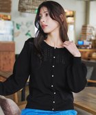 【ティアクラッセ/Tiaclasse】の【洗える】透かし柄ニットコンビカーディガン ブラック|ID: prp329100004706987 ipo3291000000034202726