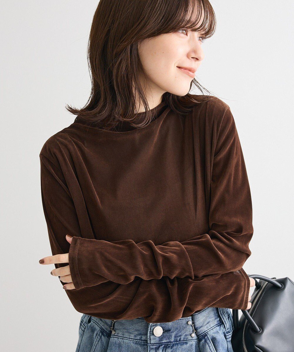 【グリーンパークス/Green Parks】の・ANDSEARCH シアーベロアボトルネックロンTE インテリア・キッズ・メンズ・レディースファッション・服の通販 founy(ファニー) ファッション Fashion レディースファッション Fashion for Women トップス・カットソー Cut & Sew Tops シャツ・ブラウス・オフィスカジュアル Elegant Blouses & Button-Ups ロングTシャツ・Tシャツ Longline T-Shirts & Tees カットソー・ベーシックTシャツ Cut-and-Sewn Tops / Stretch Tees & Basics ベロアトップス Velour Tops / Velvet-Look Items おすすめ Recommended / Our Picks インナー Innerwear カットソー Cut and Sewn Top ショルダー Shoulder, Shoulder Strap スリーブ Sleeve, Long Sleeve / Short Sleeve ベロア Velour, Soft Velvet ボトルネック Bottle Neck, Mock Neck ポケット Pocket, Pocket Detail ロング Long, Long-Length A/W・秋冬 Autumn/Winter Brown|ID: prp329100004706996 ipo3291000000033996103