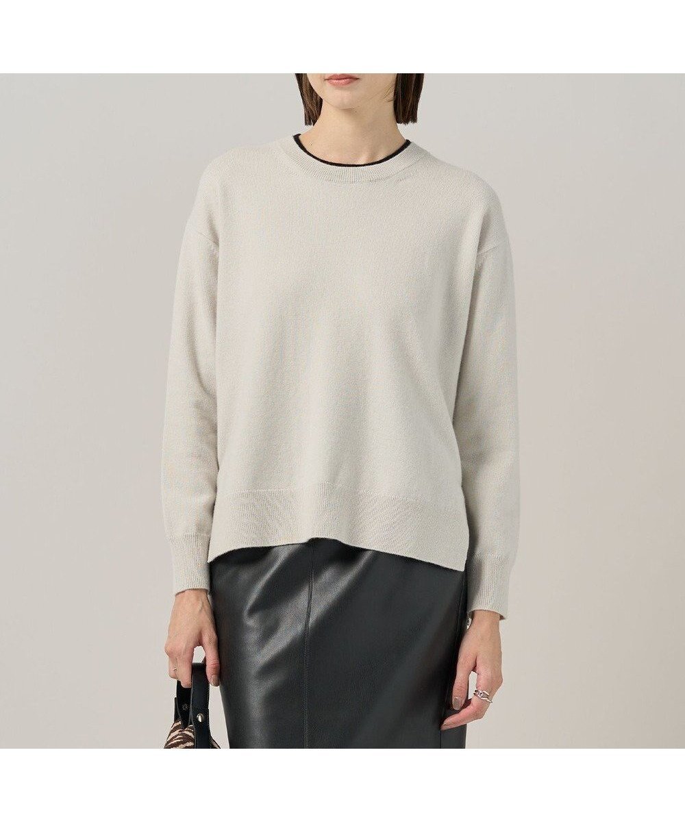 【アイシービー/iCB】の【新色追加】ソフトカシミヤミックス クルーネックニット インテリア・キッズ・メンズ・レディースファッション・服の通販 founy(ファニー) 　ファッション　Fashion　レディースファッション　Fashion for Women　トップス・カットソー　Cut & Sew Tops　ニット　Knit Tops & Sweaters　イエロー　Yellow　ウォーム　Warm Fabric　スリット　Slit, Slit Detail　セーター　Sweater, Knitwear　定番　Standard, Basic Item　人気　Popular, Best Seller　ハイネック　High Neck, Mock Neck　ボトム　Bottoms, Lower Wear　A/W・秋冬　Autumn/Winter　2025年　2025　2025-2026秋冬・A/W　Autumn/Winter 2025–26 AW25–26　トープ[ブラック配色]|ID: prp329100004707006 ipo3291000000033996152