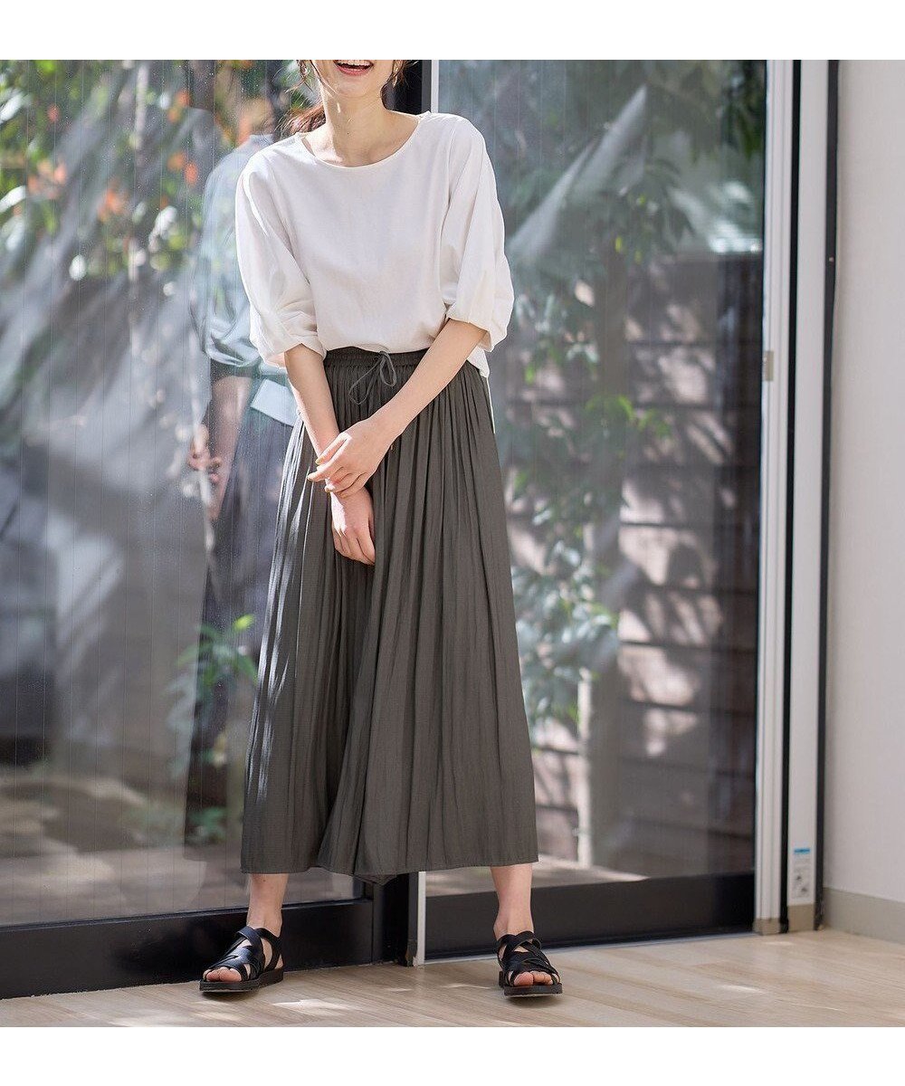 【エニー/ANY】の【ウエストゴム】リラックススカーチョ インテリア・キッズ・メンズ・レディースファッション・服の通販 founy(ファニー) 　ファッション　Fashion　レディースファッション　Fashion for Women　パンツ　Pants & Trousers　サテン　Satin, Glossy Fabric　ドレープ　Drape, Draping Fabric　リラックス　Relax, Relaxed Fit　ワイド　Wide, Wide Fit　夏　Summer　春　Spring　S/S・春夏　SS, Spring/Summer, Warm Season　チャコール|ID: prp329100004707013 ipo3291000000035165496