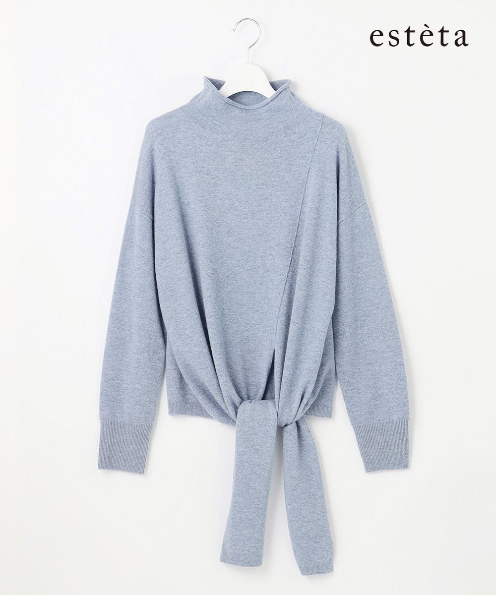 【23区/NIJYUSANKU】の【エステータ】クロスニット インテリア・キッズ・メンズ・レディースファッション・服の通販 founy(ファニー) 　ファッション　Fashion　レディースファッション　Fashion for Women　トップス・カットソー　Cut & Sew Tops　ニット　Knit Tops & Sweaters　エレガント 上品　Elegant　スリット　Slit, Slit Detail　セーター　Sweater, Knitwear　ツイスト　Tweed, Tweed Fabric　フィット　Fit, Slim Fit　ボトルネック　Bottle Neck, Mock Neck　リラックス　Relax, Relaxed Fit　A/W・秋冬　Autumn/Winter　新作・新入荷　New Arrivals / New In　ブルーグレー|ID: prp329100004707028 ipo3291000000033996416