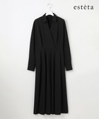 【23区/NIJYUSANKU】の【エステータ】ウールトロドライストレッチ カシュクールシャツ ワンピース ブラック|ID:prp329100004707052