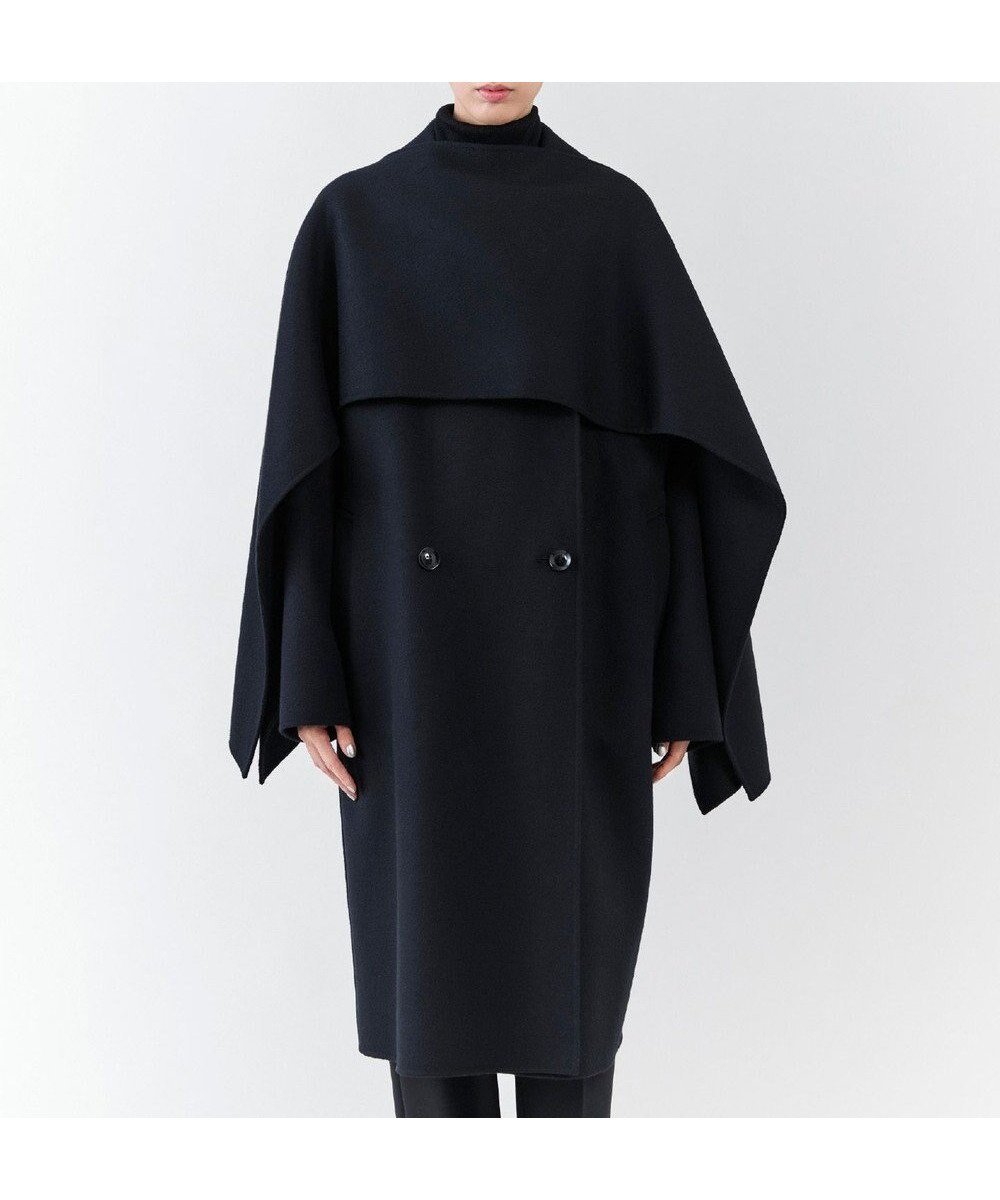 【23区/NIJYUSANKU】の【エステータ】ウールリバー ケープ付き コート インテリア・キッズ・メンズ・レディースファッション・服の通販 founy(ファニー) 　ファッション　Fashion　レディースファッション　Fashion for Women　アウター　Coat / Outerwear Collection　コート・ロングコート・ピーコート　Long Coats, Peacoats & More　レディースジャケット・軽アウター　Jackets　エレガント 上品　Elegant　ジャケット　Jacket, Outerwear　ダブル　Double, Double-Breasted　フラップ　Flap, Flap Pocket　ロング　Long, Long-Length　A/W・秋冬　Autumn/Winter　冬　Winter / This Winter　おすすめ　Recommended / Our Picks　ブラック|ID: prp329100004707061 ipo3291000000034081010