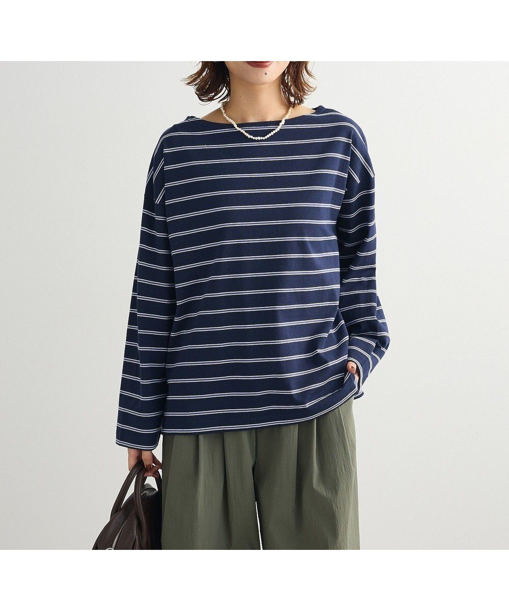 【グリーンパークス/Green Parks】のボーダーチュニック インテリア・キッズ・メンズ・レディースファッション・服の通販 founy(ファニー) 　ファッション　Fashion　レディースファッション　Fashion for Women　ワンピース　Dresses　チュニック　Tunic Tops & Dresses　新作・新入荷　New Arrivals / New In　おすすめ　Recommended / Our Picks　スリット　Slit, Slit Detail　チュニック　Tunic, Long Top　トレンド　Trend, Trending Now　ボックス　Boxy, Box Shape　ボーダー　Border, Stripe　ポケット　Pocket, Pocket Detail　A/W・秋冬　Autumn/Winter　Navy|ID: prp329100004707081 ipo3291000000033996574