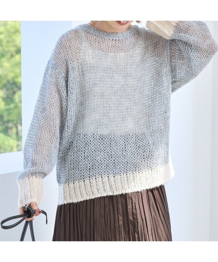 【アメリカンホリック/AMERICAN HOLIC】のモヘアライク配色ニットプルオーバー インテリア・キッズ・メンズ・レディースファッション・服の通販 founy(ファニー) https://founy.com/ ファッション Fashion レディースファッション Fashion for Women トップス・カットソー Cut & Sew Tops ニット Knit Tops & Sweaters カジュアルプルオーバー・ニットトップス Pullovers & Knit Tops / Casual Pullovers おすすめ Recommended / Our Picks セーター Sweater, Knitwear デニム Denim, Jeans Material フェミニン Feminine, Girly ポケット Pocket, Pocket Detail A/W・秋冬 Autumn/Winter |ID: prp329100004707093 ipo3291000000033996622