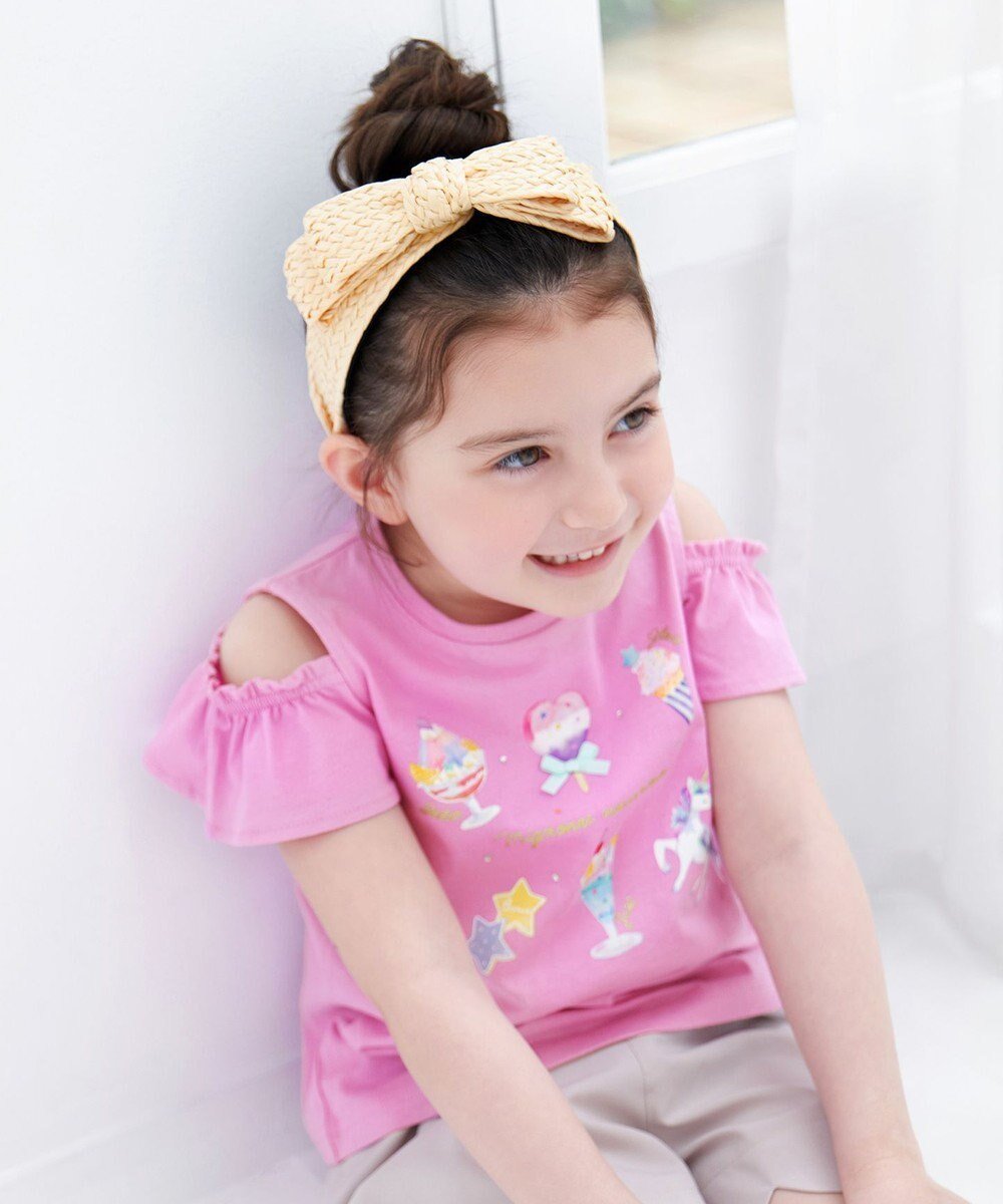 【エニィ/ANY / KIDS】のスイーツ オン・オフショルダー Tシャツ インテリア・キッズ・メンズ・レディースファッション・服の通販 founy(ファニー) 　ファッション　Fashion　キッズファッション　Fashion for Kids　トップス・カットソー　Cut & Sew Tops　春　Spring　カットソー　Cut and Sewn Top　ポケット　Pocket, Pocket Detail　半袖　Short Sleeve, Half Sleeve　S/S・春夏　SS, Spring/Summer, Warm Season　夏　Summer　ピンク|ID: prp329100004708058 ipo3291000000034005452