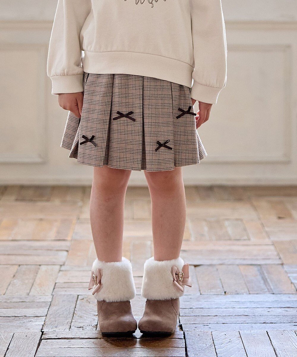【エニィ/ANY / KIDS】のリボン×チェック プリーツスカパン インテリア・キッズ・メンズ・レディースファッション・服の通販 founy(ファニー) 　ファッション　Fashion　キッズファッション　Fashion for Kids　インナー　Innerwear　ガーリー　Girly, Feminine Style　チェック　Check, Plaid, Tartan　プリーツ　Pleats, Pleated　ポケット　Pocket, Pocket Detail　リボン　Ribbon, Bow　エレガント 上品　Elegant　A/W・秋冬　Autumn/Winter　ブラウン×チェック|ID: prp329100004708075 ipo3291000000034005503