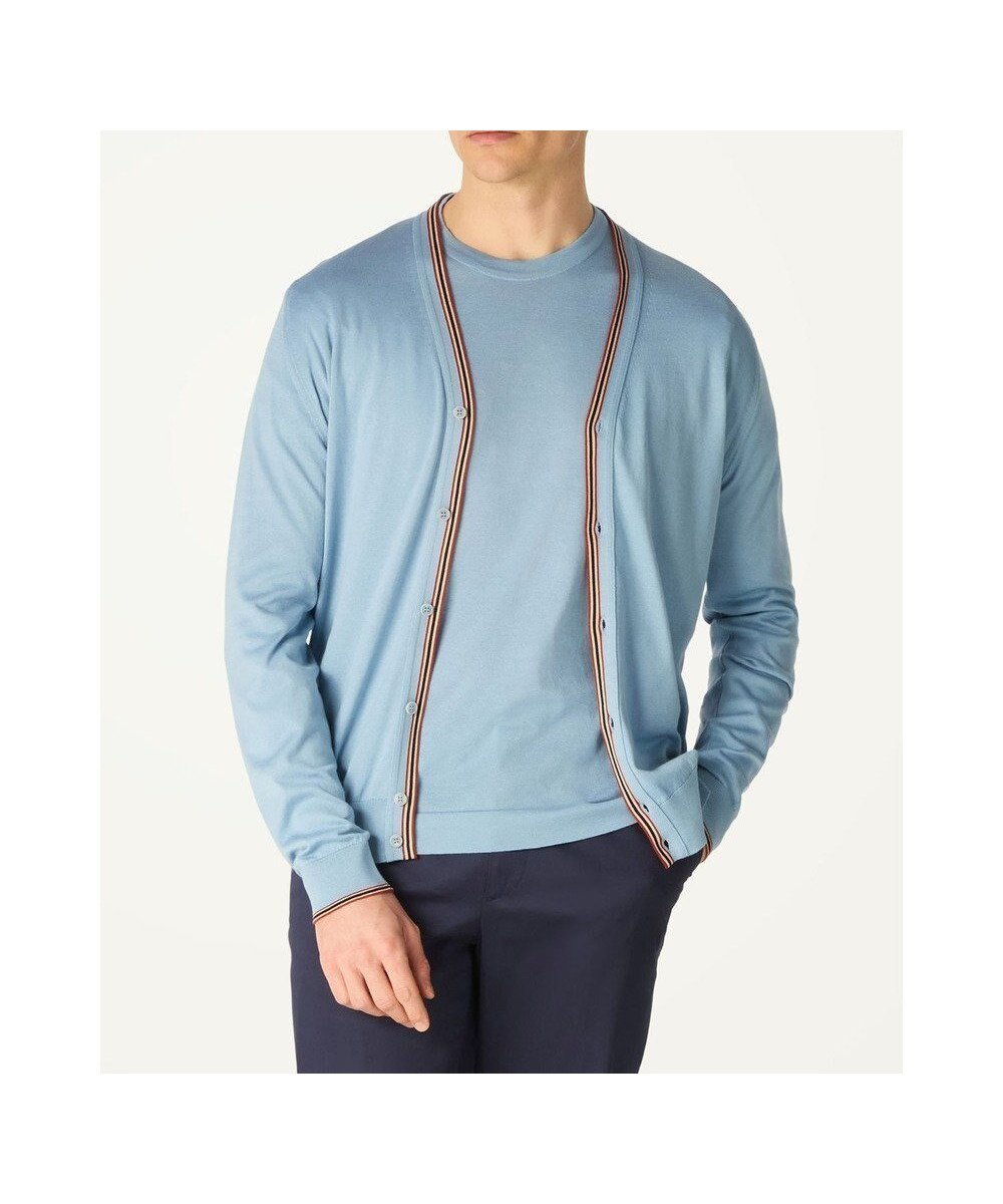 【ダックス/DAKS / MEN】のJohn Smedley for DAKS ハウスストライプカーディガン インテリア・キッズ・メンズ・レディースファッション・服の通販 founy(ファニー) 　ファッション　Fashion　メンズファッション　Fashion for Men　トップス・カットソー　Cut & Sew Tops　カーディガン / 羽織り　Cardigans　カーディガン　Cardigan, Knitwear　スタンダード　Standard, Basic　ストライプ　Stripe, Striped Pattern　フィット　Fit, Slim Fit　フロント　Front, Front Design　エレガント 上品　Elegant　夏　Summer　S/S・春夏　SS, Spring/Summer, Warm Season　A/W・秋冬　Autumn/Winter　シーグラス|ID: prp329100004708090 ipo3291000000034005539