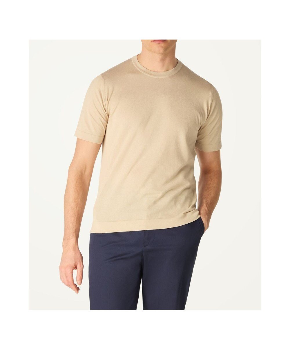 【ダックス/DAKS / MEN】のJohn Smedley for DAKS ハウスストライプTシャツ インテリア・キッズ・メンズ・レディースファッション・服の通販 founy(ファニー) 　ファッション　Fashion　メンズファッション　Fashion for Men　トップス・カットソー　Cut & Sew Tops　メンズシャツ　Shirts　カットソー　Cut and Sewn Top　コラボ　Collaboration, Collab　スタンダード　Standard, Basic　ストライプ　Stripe, Striped Pattern　フィット　Fit, Slim Fit　ラウンド　Round, Round Neck　エレガント 上品　Elegant　夏　Summer　定番　Standard, Basic Item　S/S・春夏　SS, Spring/Summer, Warm Season　A/W・秋冬　Autumn/Winter　アーモンド|ID: prp329100004708092 ipo3291000000034005551