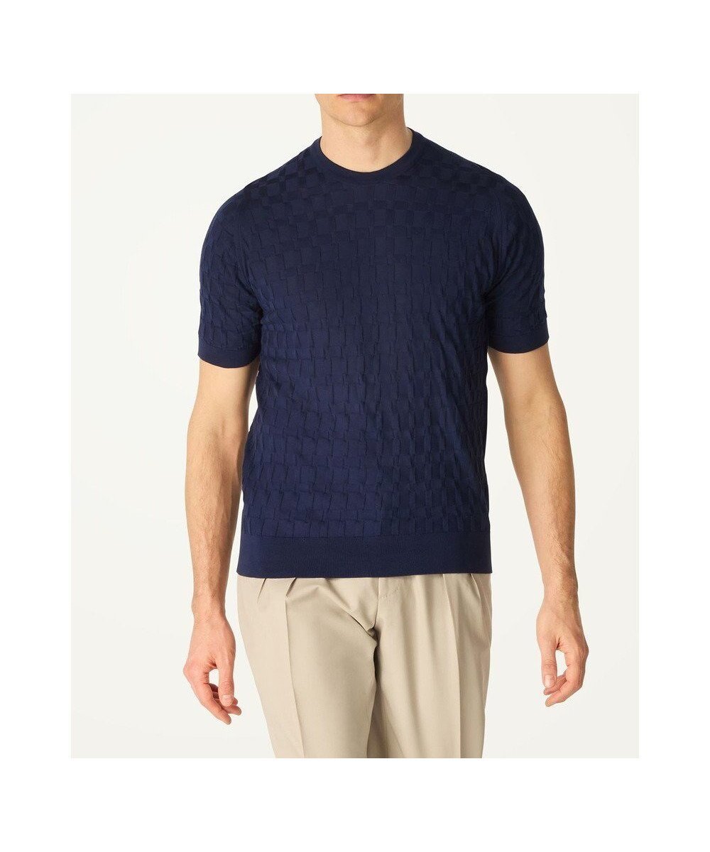 【ダックス/DAKS / MEN】のJohn Smedley for DAKS ハウスチェックTシャツ インテリア・キッズ・メンズ・レディースファッション・服の通販 founy(ファニー) 　ファッション　Fashion　メンズファッション　Fashion for Men　トップス・カットソー　Cut & Sew Tops　メンズシャツ　Shirts　カットソー　Cut and Sewn Top　チェック　Check, Plaid, Tartan　ラウンド　Round, Round Neck　エレガント 上品　Elegant　夏　Summer　定番　Standard, Basic Item　S/S・春夏　SS, Spring/Summer, Warm Season　A/W・秋冬　Autumn/Winter　ネイビー|ID: prp329100004708094 ipo3291000000034005559