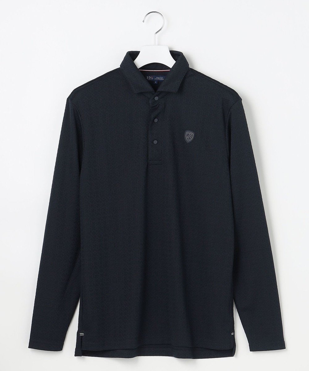 【23区 ゴルフ/23区GOLF / MEN】の【MEN】モノグラムジャガード長袖ポロシャツ インテリア・キッズ・メンズ・レディースファッション・服の通販 founy(ファニー) 　ファッション　Fashion　メンズファッション　Fashion for Men　トップス・カットソー　Cut & Sew Tops　メンズシャツ　Shirts　ポロシャツ / きれいめカジュアルスタイル　Polo Shirts　インナー　Innerwear　コンパクト　Compact, Small Size　シンプル　Simple, Minimal　ストレッチ　Stretch, Stretchy Fabric　スリム　Slim, Slim Fit　長袖　Long Sleeve, Full Sleeve　パターン　Pattern, Design Print　ポロシャツ　Polo Shirt, Collared Tee　ラウンド　Round, Round Neck　A/W・秋冬　Autumn/Winter　エレガント 上品　Elegant　ゴルフ　Golf　2025年　2025　2025春夏・S/S　Spring/Summer 2025 SS25　ネイビー系|ID: prp329100004708126 ipo3291000000035767246